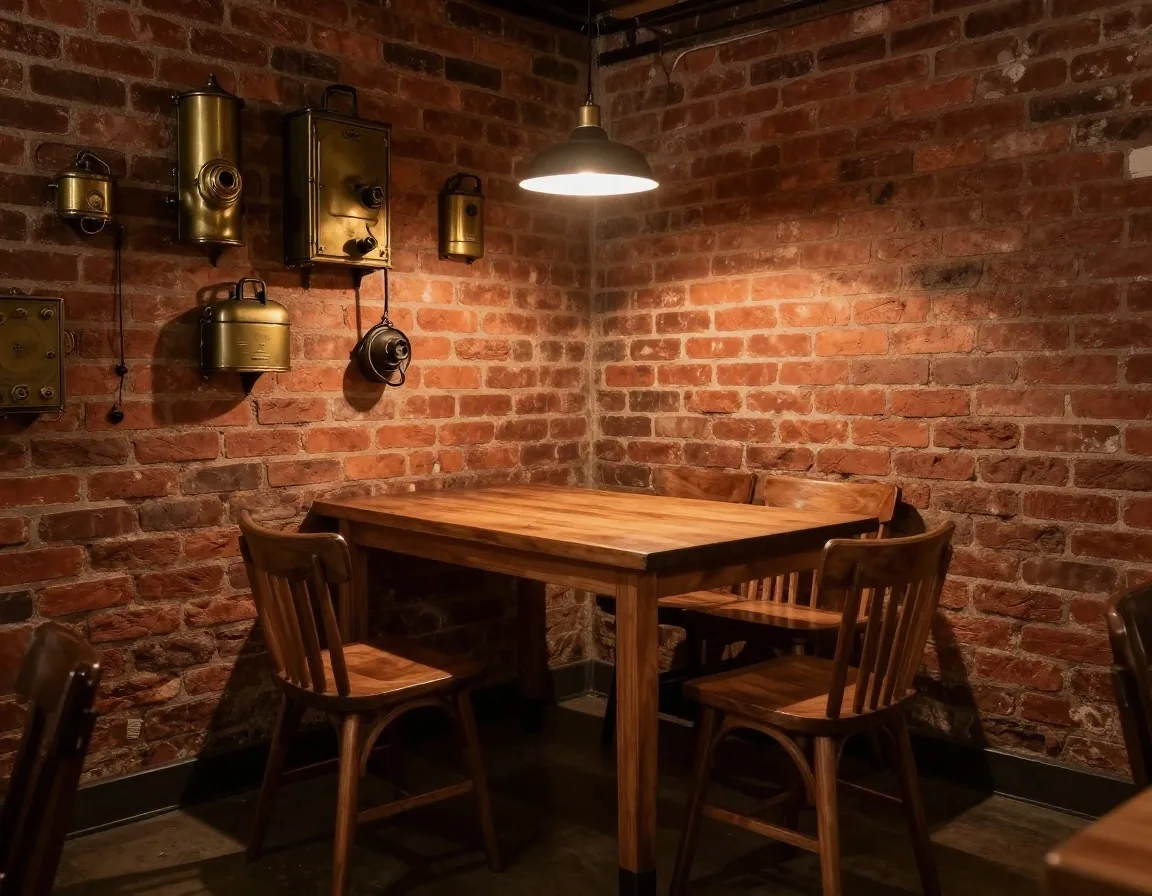 Historical firefighting gear and brass equipment preserved in archival setting